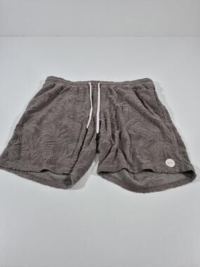 RVCA Terry Cloth Shorts Mens XL Gray Sweat 7" Inseam Palm Leaf Tropical Lounge